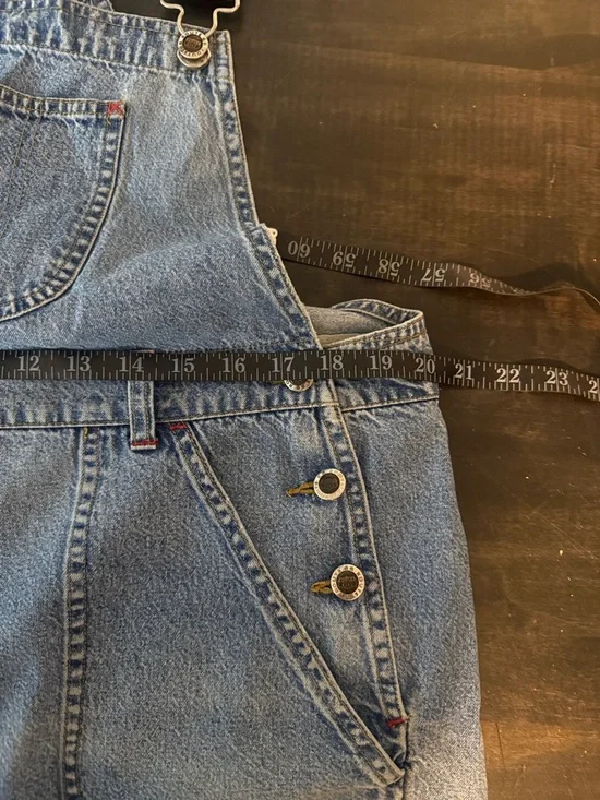 Vintage 90s Route 66 Embroidered Denim Short Overalls Size Large Broken In - Picture 5 of 6